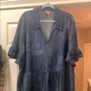 Chico's Blue Floral Midi Dress